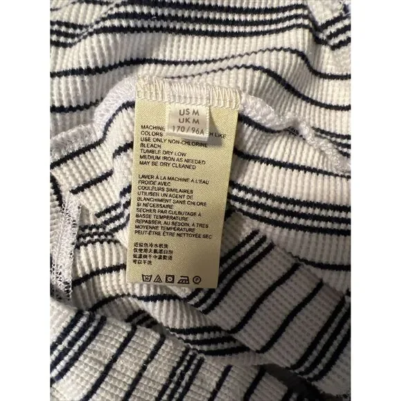 Anthropologie Maeve M Eliza Thermal Top Waffle Knit Tunic Navy Blue White Stripe - Picture 6 of 6